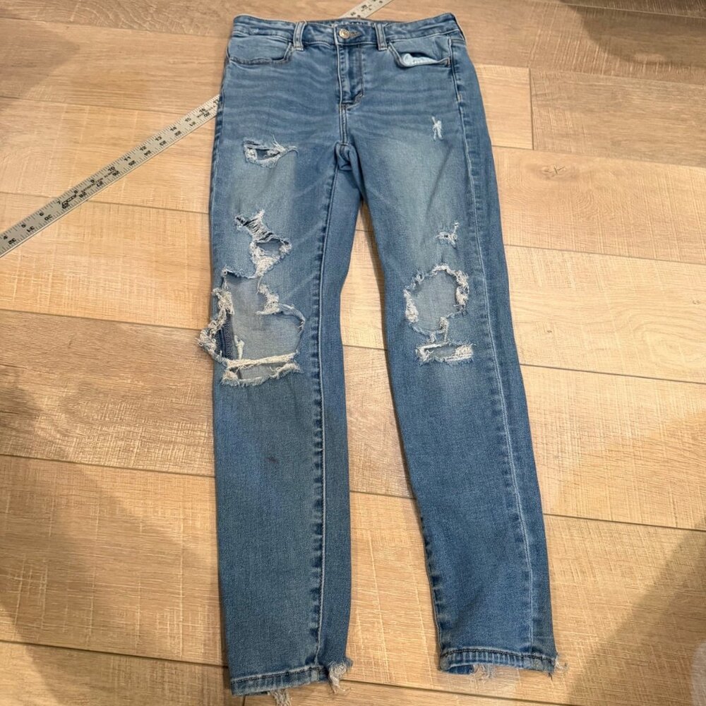 AMERICAN EAGLE WOMENS 4 SHORT DENIM SUPER HIGH RISE JEGGINGS